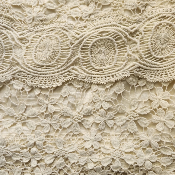 Free People Crochet Tiered Lace Mini Skirt Off White Cotton Lined Size 2 - Picture 4 of 7